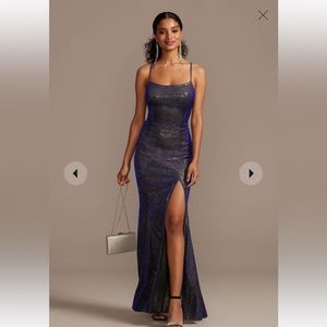 Prom dress - Spaghetti strap iridescent glitter formal with strappy back Sz 0 XS